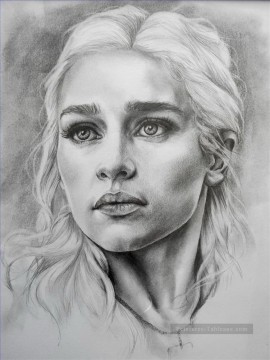 Fantaisie œuvres - Portrait de Daenerys Targaryen esquisse Le Trône de fer